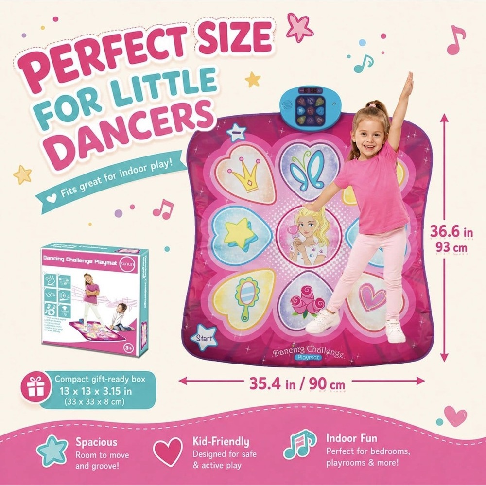 Dance Mat for Girls Kids Interactive Dancing Game Pad Pink LED Lights, SUNLIN - Picture 2 of 10